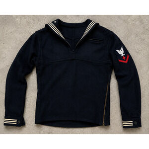 Vintage 1950s US Navy Wool Sailor Crackerjack Jumper Talon Zipper Size XS S
